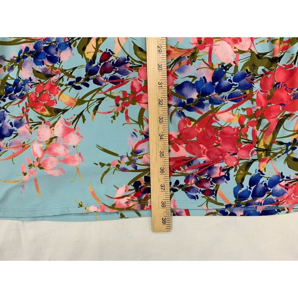 Jones New York Colorful Floral Ruched Knit Dress Size 12 Cottage Romantic Travel - Picture 8 of 15